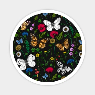 Wild flowers and butterflies Magnet